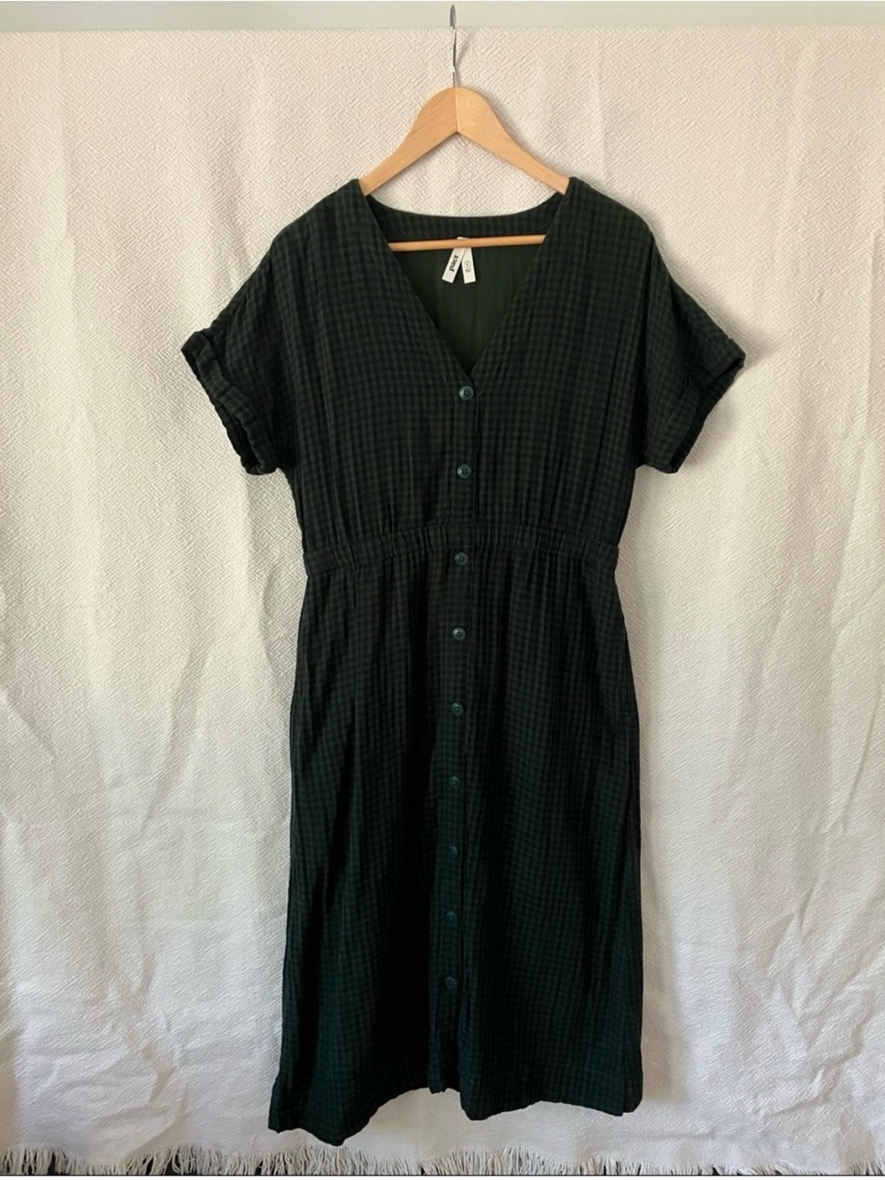 Pact Double Coastal Gauze Gingham Short Sleeve Dress